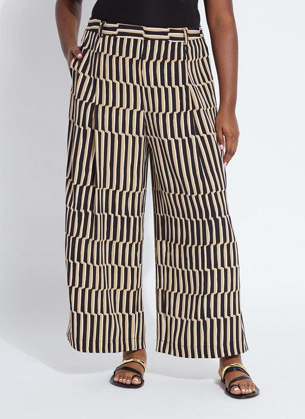 lyssé Santana Pleated Trouser (Curvy 28" Inseam) Breezy Stripe
