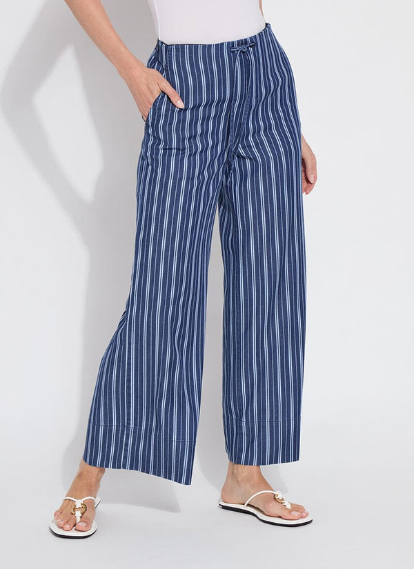 lyssé Serefina Wide Leg Trouser (28" Inseam) Vacay Chambray Stripe