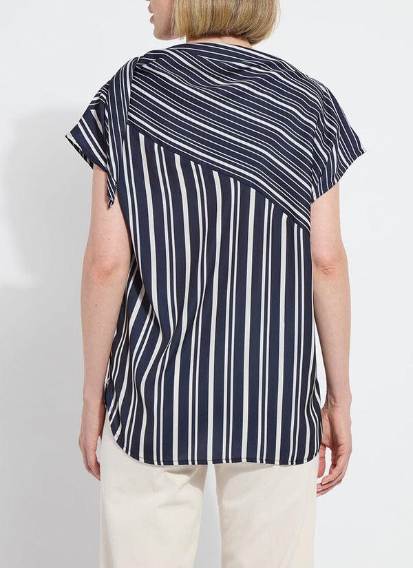Lyssé Tamar Stripe Bow-Tie Neck Top Nautical Collage