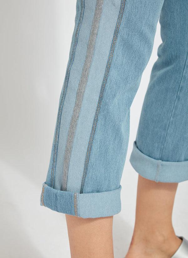 Lyssé Tania Cropped Boyfriend (24" Inseam Cuffed) Bleached Blue