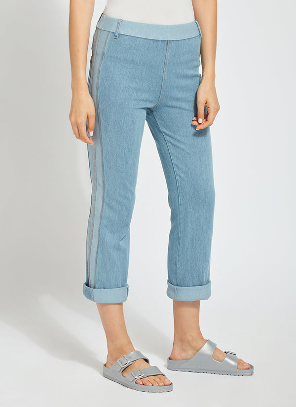 Lyssé Tania Cropped Boyfriend (24" Inseam Cuffed) Bleached Blue