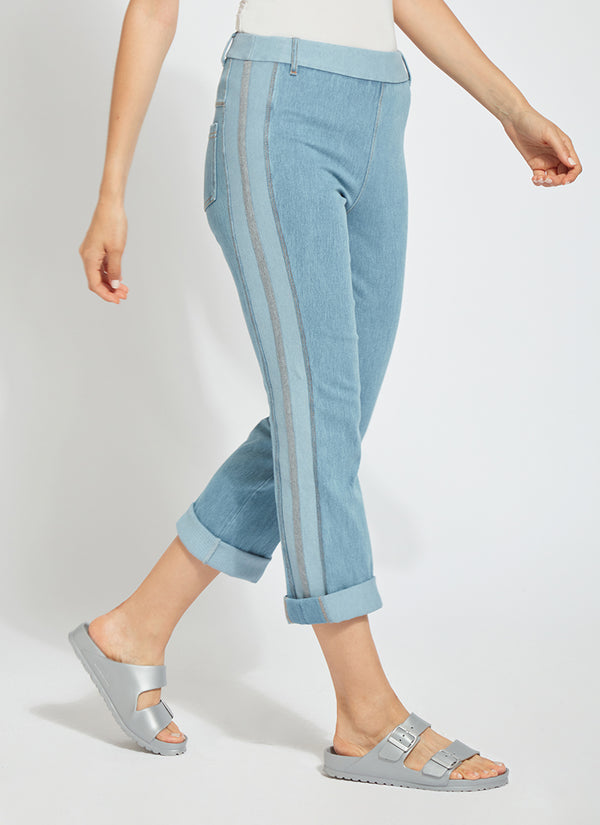 lyssé Tania Cropped Boyfriend (24" Inseam Cuffed) Bleached Blue