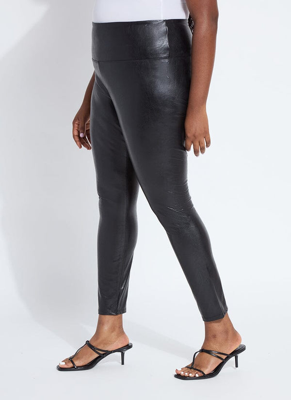 Lyssé Textured Leather Legging (Plus Size 28.5" Inseam) Kohl Black