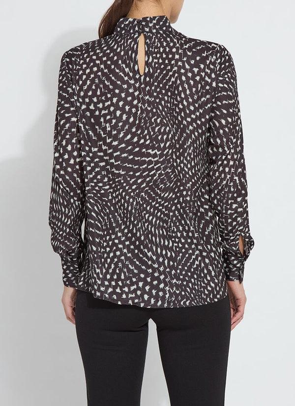 Lyssé Topacio Embellished High Neck Blouse Blizzard Check