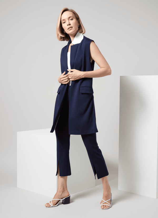 lyssé Vivienne Ponte Sleeveless Long Vest True Navy