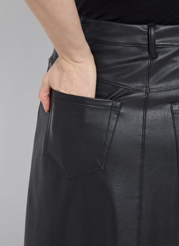 Lyssé Warren A-Line Vegan Leather Skirt Double Espresso
