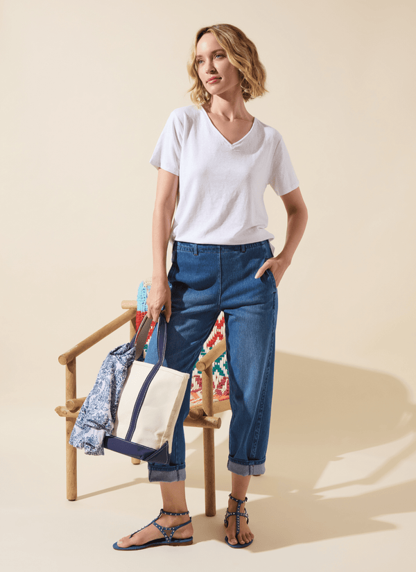 Lyssé Winslet Cuffed Barrel Crop Denim (27" Inseam) White