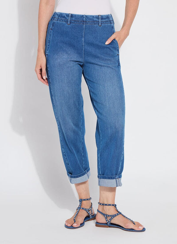 lyssé Winslet Cuffed Barrel Crop Denim (27" Inseam) White
