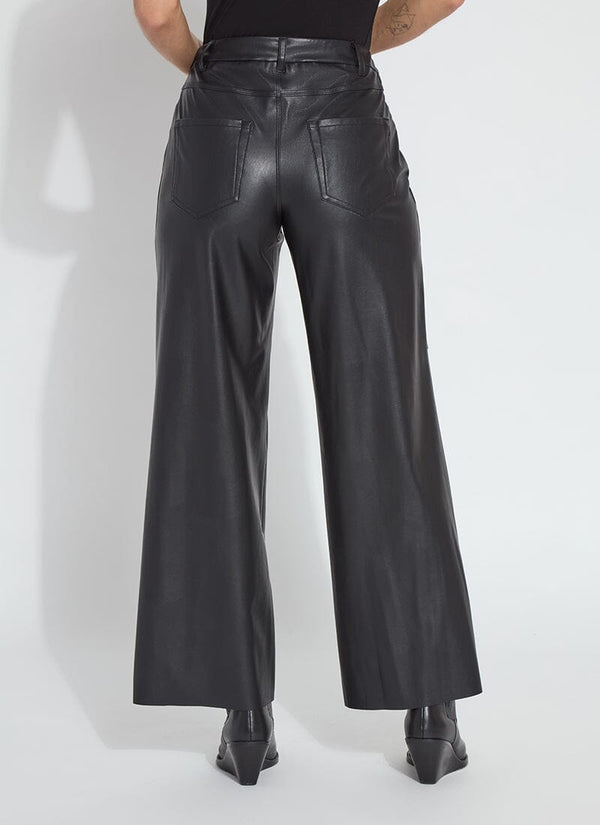 Lyssé Wren Hi Waist Wide Leg Vegan Leather (30" Inseam) Black