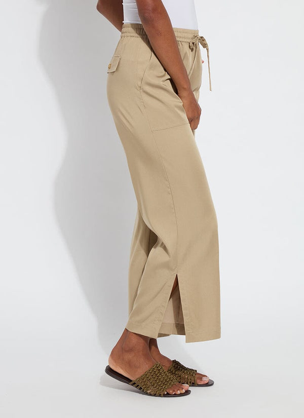 Lyssé Zena Drawstring Ankle Wide Leg Pant (27" Inseam) Sandstone