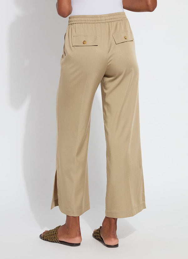 Lyssé Zena Drawstring Ankle Wide Leg Pant (27" Inseam) Sandstone