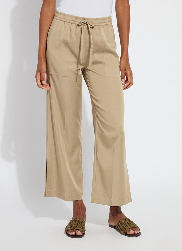 lyssé Zena Drawstring Ankle Wide Leg Pant (27" inseam) Sandstone
