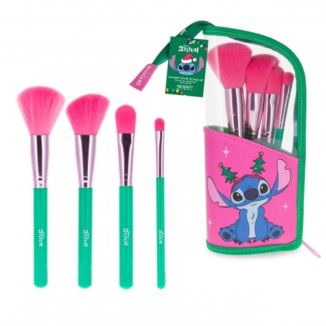 M.a.d Beauty Disney Stitchmas Cosmetic Brush & Bag Set