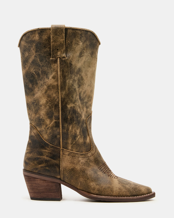 madden girl Albany Brown Distressed Wide Calf