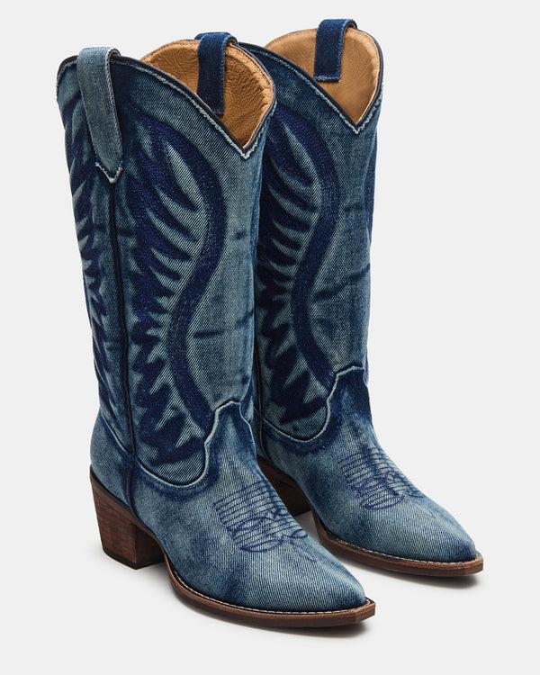 Madden Girl Albany Denim Fabric Wide Calf