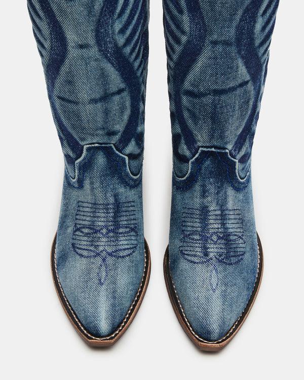 Madden Girl Albany Denim Fabric Wide Calf