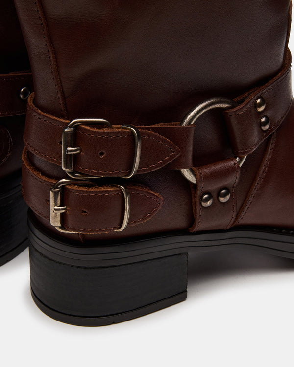 Madden Girl Astor Brown Leather Wide Calf