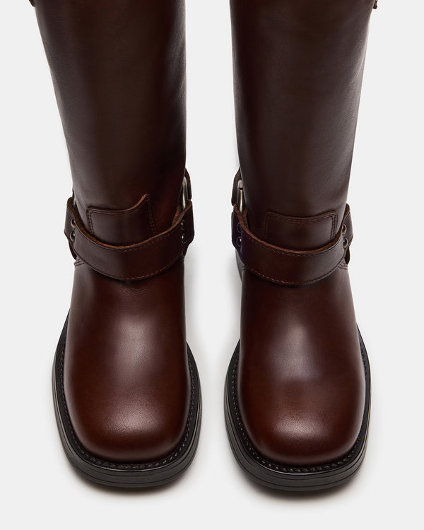 Madden Girl Astor Brown Leather Wide Calf