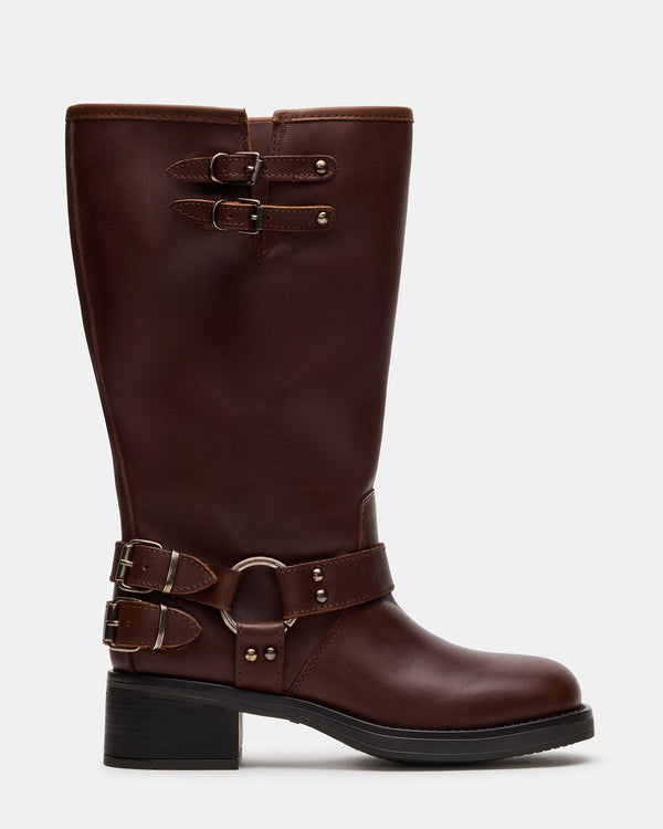 madden girl Astor Brown Leather Wide Calf