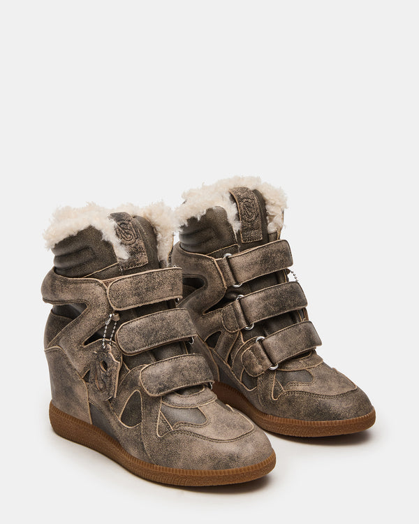 Madden Girl Mavis Faux Fur Brown Distressed