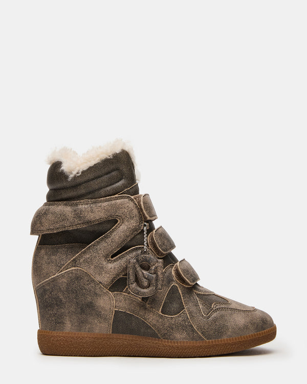 madden girl Mavis Faux Fur Brown Distressed