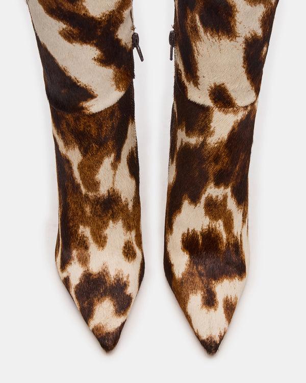 Madden Girl Nitro Brown Cow Print Wide Calf