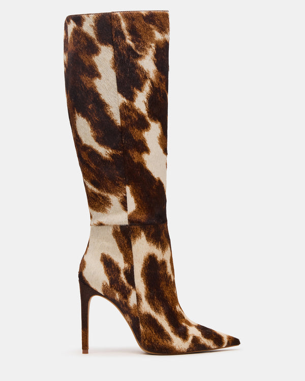 madden girl Nitro Brown Cow Print Wide Calf