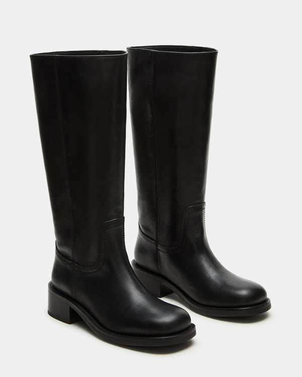 Madden Girl Riggs Black Leather Wide Calf