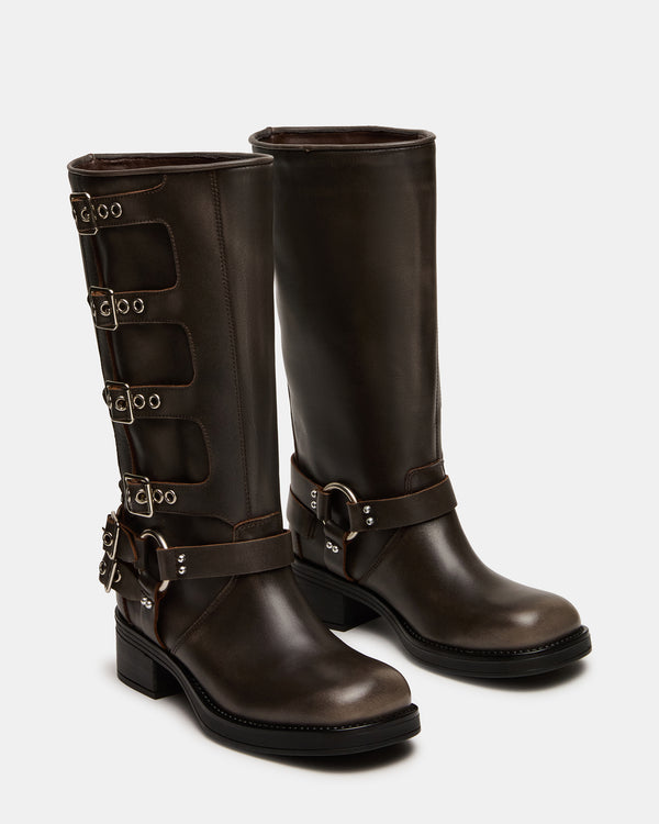 Madden Girl Rocky Brown Distressed Wide Calf