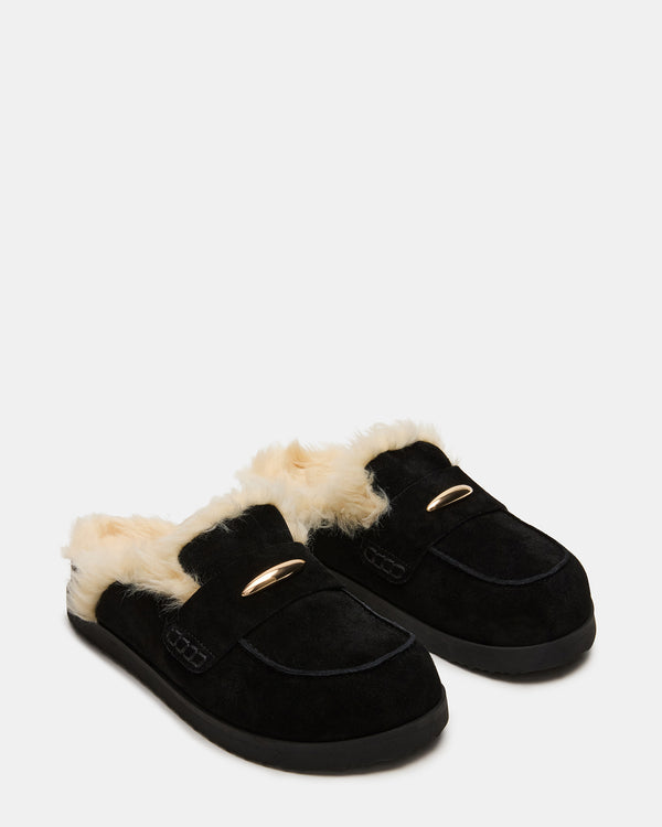 Madden Girl Tobin Faux Fur Black Suede