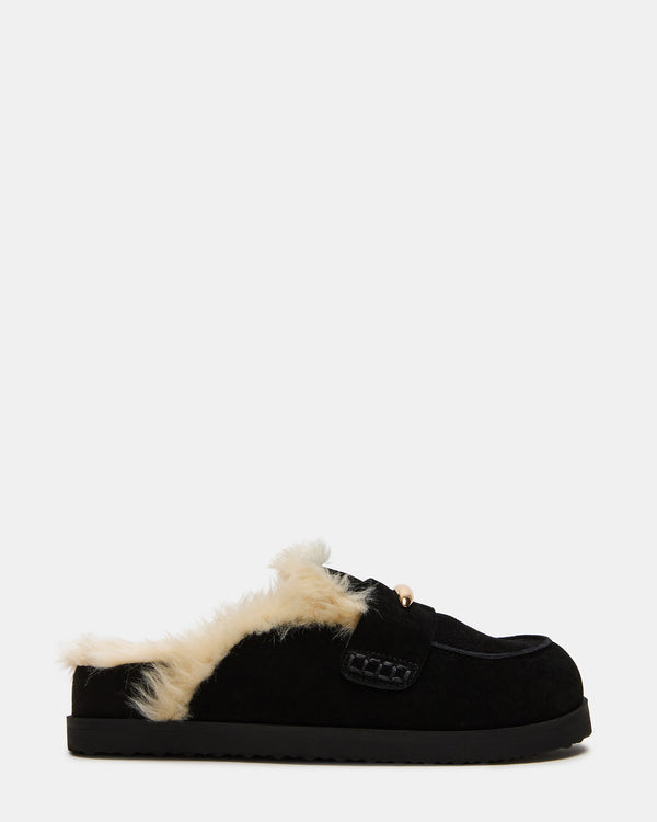 madden girl Tobin Faux Fur Black Suede