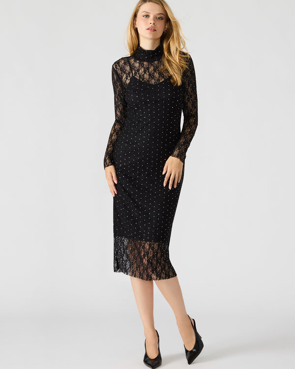 Madden Girl Vivienne Studded Lace Dress Black