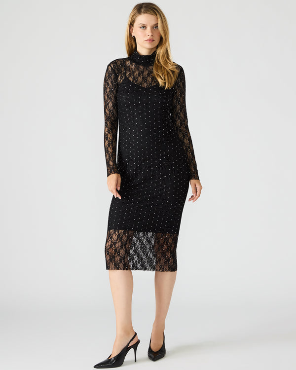 madden girl Vivienne Studded Lace Dress Black