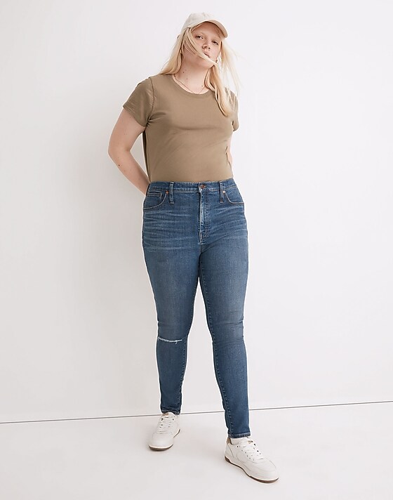 madewell 10" High-Rise Skinny Jeans in Foregate Wash: Knee-Rip Edition foregate wash