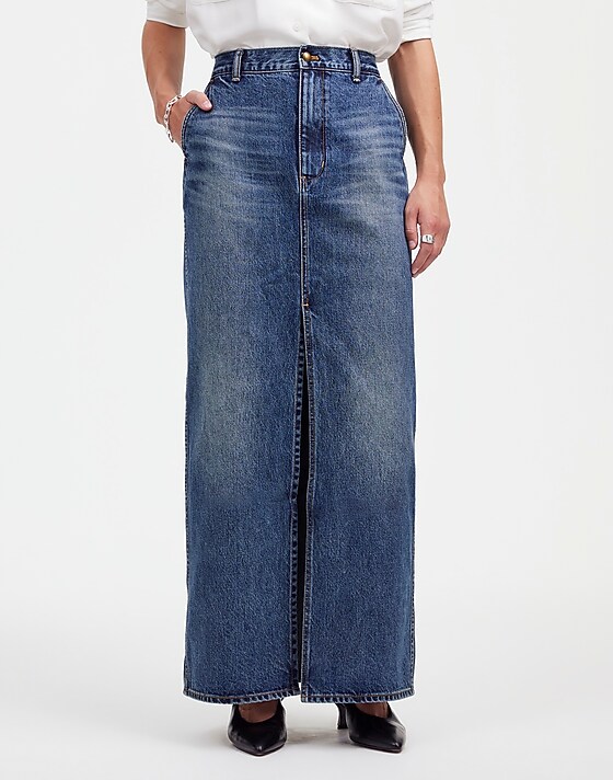 Madewell Alexa Chung For Madewell Denim Maxi Skirt In Croswell Wash Croswell Wash