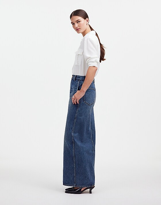 Madewell Alexa Chung For Madewell Denim Maxi Skirt In Croswell Wash Croswell Wash