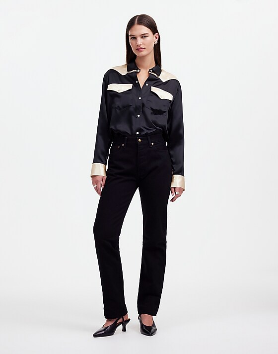 madewell Alexa Chung for Madewell High-Rise Straight Jean in Outridge Wash outridge wash