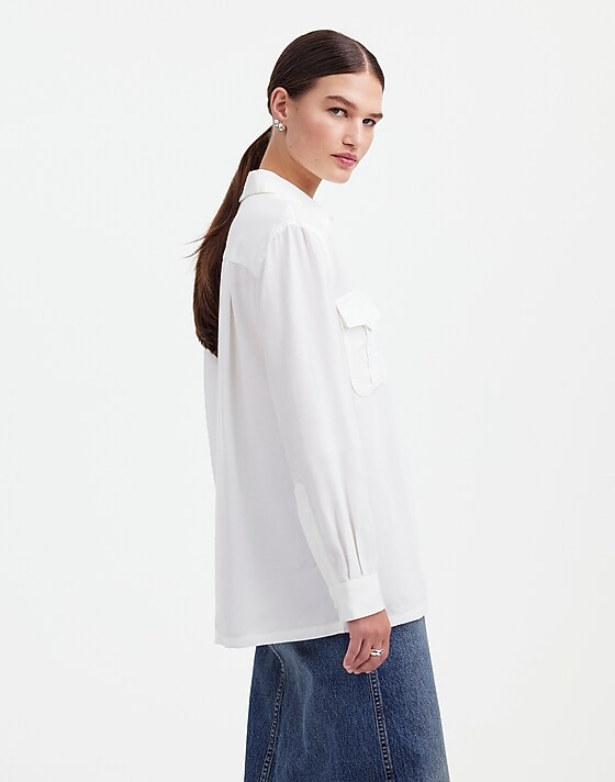 Madewell Alexa Chung For Madewell Pleat-Pocket Button-Up Shirt Eyelet White