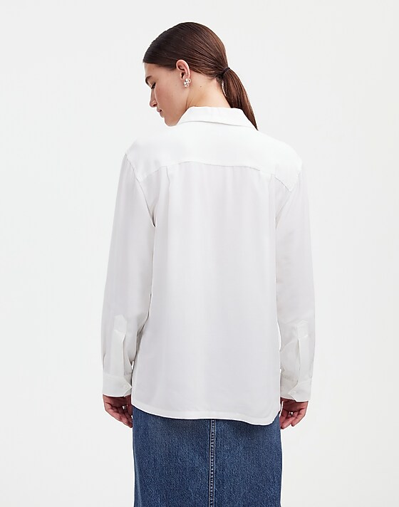 Madewell Alexa Chung For Madewell Pleat-Pocket Button-Up Shirt Eyelet White