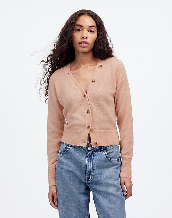Madewell Alpaca-Blend V-Neck Cardigan Hthr Pale Blush