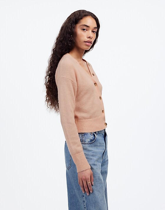 Madewell Alpaca-Blend V-Neck Cardigan Hthr Pale Blush