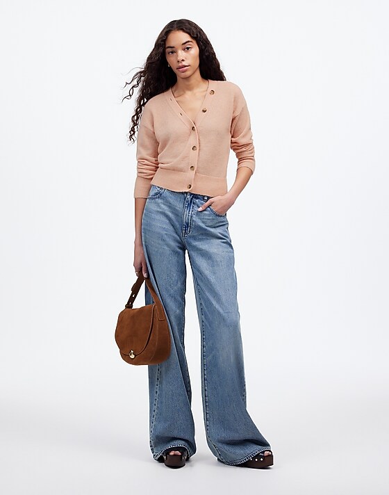 madewell Alpaca-Blend V-Neck Cardigan hthr pale blush