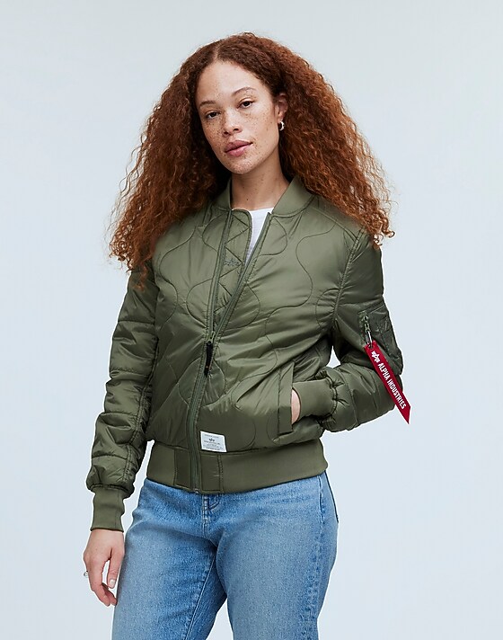 Madewell Alpha Industries L-2B Quilted Flight Jacket Black