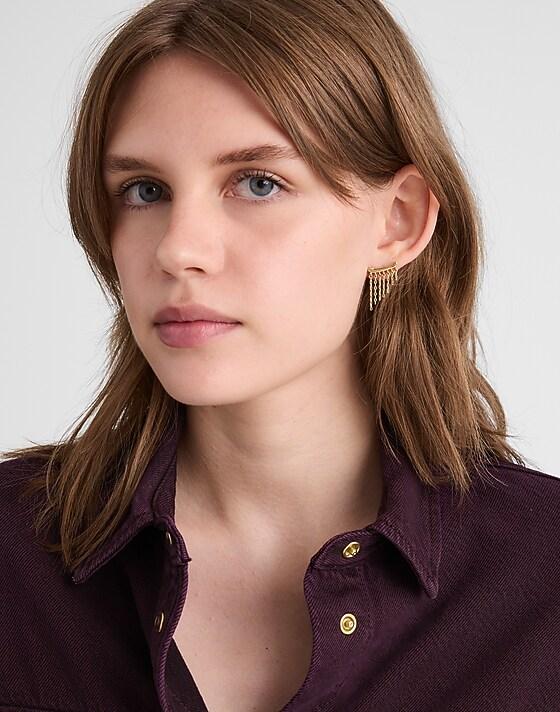 Madewell Asymmetric Chain Huggie Earrings Antique Gold