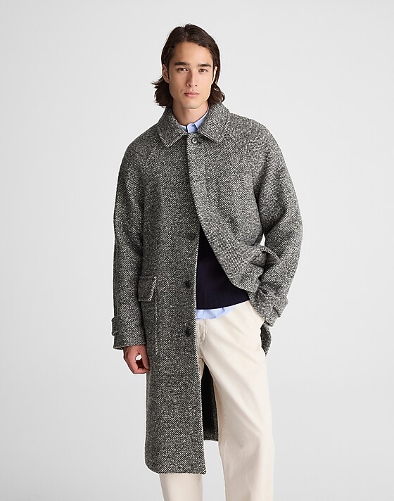 Madewell Balmacaan Overcoat In Italian Tweed Black Multi