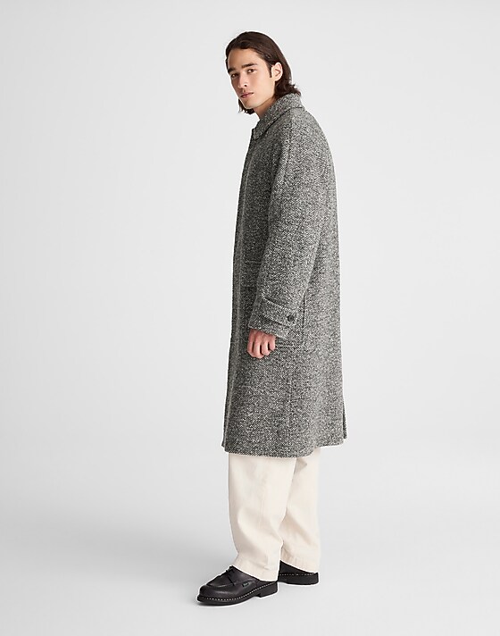 Madewell Balmacaan Overcoat In Italian Tweed Black Multi