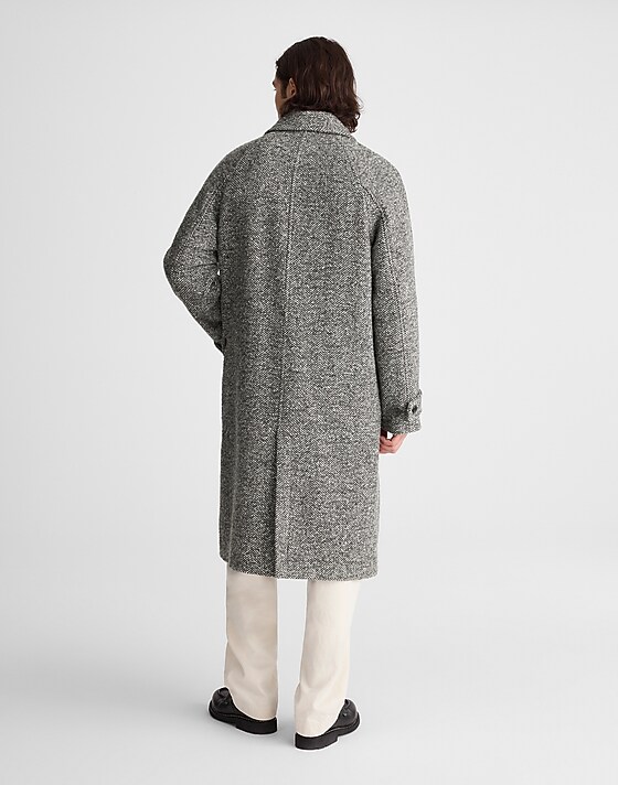 Madewell Balmacaan Overcoat In Italian Tweed Black Multi