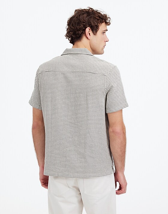 Madewell Basketweave Short-Sleeve Button-Up Dusty Celadon