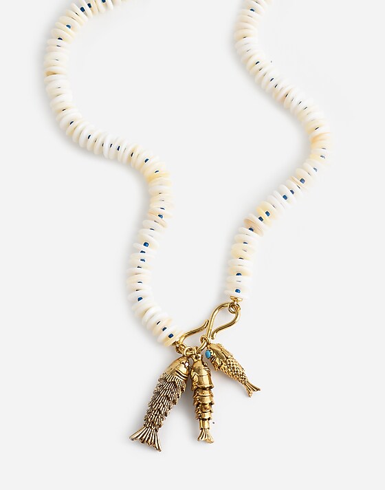 madewell Beaded Fish Statement Necklace antique gold