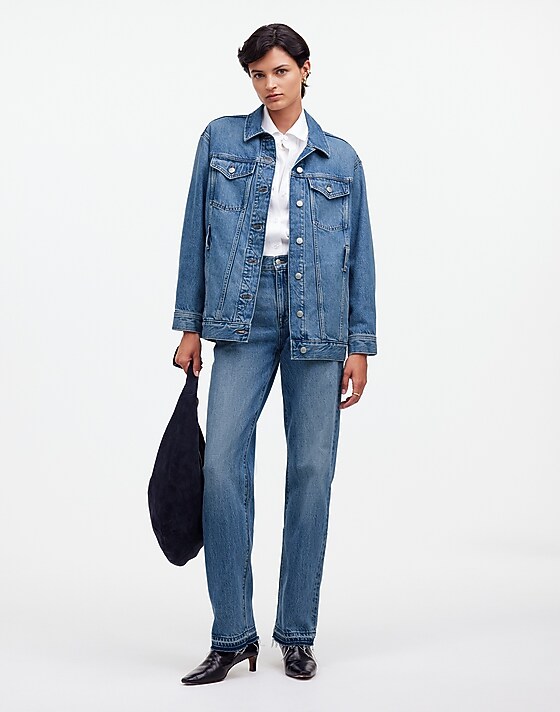 Madewell Belted Oversized Trucker Jean Jacket Reston Wash